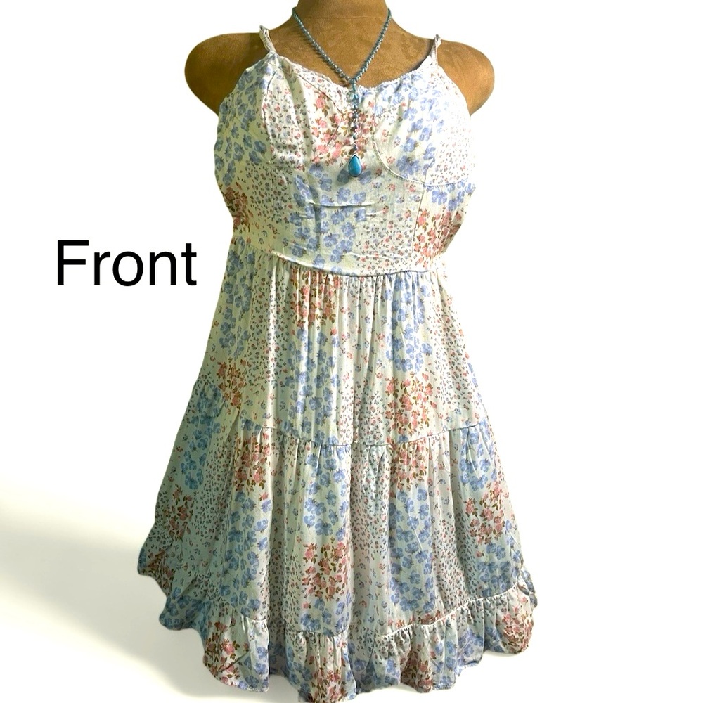 NWT Aeropostale dress size XSmall. Beige-floral. Top to bottom 33”. Waist 24”.